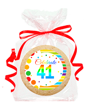 41st Birthday - Anniversary Rainbow Image Freshly Baked Party Favor - Gift Decorated Sugar Cookies - 12pk
