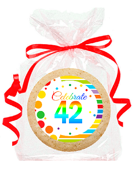 42nd Birthday - Anniversary Rainbow Image Freshly Baked Party Favor - Gift Decorated Sugar Cookies - 12pk