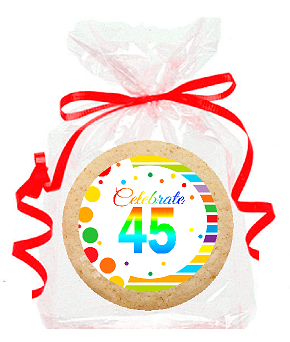45th Birthday - Anniversary Rainbow Image Freshly Baked Party Favor - Gift Decorated Sugar Cookies - 12pk