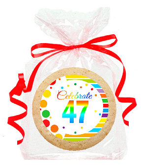 47th Birthday - Anniversary Rainbow Image Freshly Baked Party Favor - Gift Decorated Sugar Cookies - 12pk