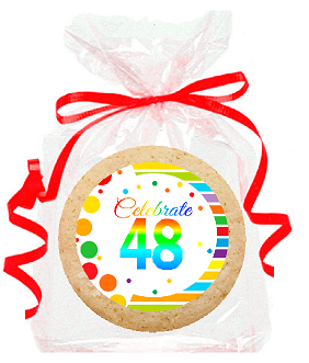 48th Birthday - Anniversary Rainbow Image Freshly Baked Party Favor - Gift Decorated Sugar Cookies - 12pk