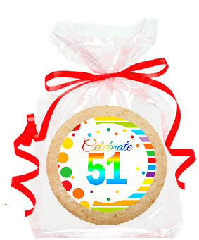 51st Birthday - Anniversary Rainbow Image Freshly Baked Party Favor - Gift Decorated Sugar Cookies - 12pk