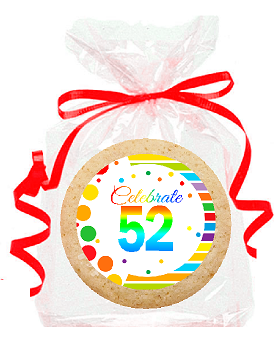 52nd Birthday - Anniversary Rainbow Image Freshly Baked Party Favor - Gift Decorated Sugar Cookies - 12pk