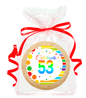 53rd Birthday - Anniversary Rainbow Image Freshly Baked Party Favor - Gift Decorated Sugar Cookies - 12pk
