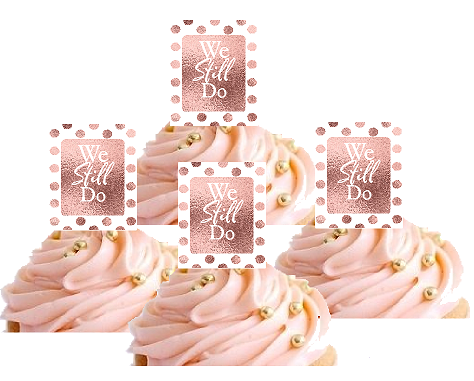 24pk Rose Gold Polka Dot We Still Do Hand Crafted Glitter Cupcake Decoration Topper Picks
