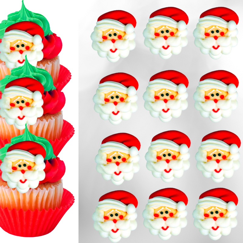 Santa Face Red Cheeks Royal Icing Frosting Decoration Toppers