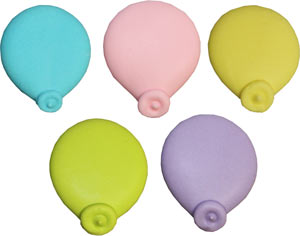 Large Balloons Pastel Colors Asst. Royal Icing Cake-Cupcake Decorations 12 Ct