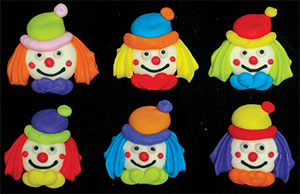 Circus Clown Faces Assortment Royal Icing Cake-Cupcake Decorations 12 Ct