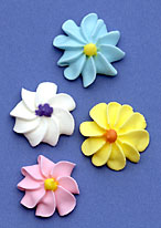 Assorted Flowers 1" Royal Icing Cake-Cupcake Decorations 12 Ct