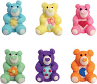 Mini Rainbow Teddy Bears Asst. Royal Icing Cake-Cupcake Decorations 12 Ct