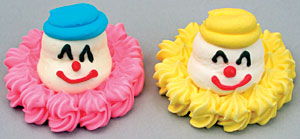 Clown Heads Royal Icing Cake-Cupcake Decorations 6 Ct