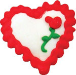 Red Heart W-Rose Royal Icing Cake-Cupcake Decorations 12 Ct