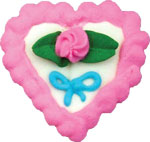 Pink Heart W-Flower & Bow Royal Icing Cake-Cupcake Decorations 12 Ct