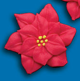 Red Poinsettia Royal Icing Cake-Cupcake Decorations 12 Ct