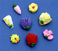 Fancy Flower Assortment Royal Icing Cake-Cupcake Decorations 12 Ct