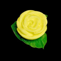 Yellow Rose W-3 Leaves Royal Icing Cake-Cupcake Decorations 12 Ct