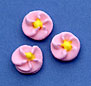 Pink Button Flowers-Yellow Ctr Royal Icing Cake-Cupcake Decorations 12 Ct