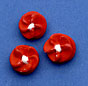 Red Button Flowers-White Ctr Royal Icing Cake-Cupcake Decorations 12 Ct