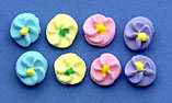 Button Flower Royal Icing Cake-Cupcake Decorations 12 Ct