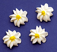 White Twist Flowers Royal Icing Cake-Cupcake Decorations 12 Ct