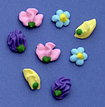 Assorted Flowers Royal Icing Cake-Cupcake Decorations 12 Ct