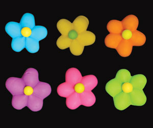 Flower Power Hot Color Assortment Royal Icing Cake-Cupcake Decorations 12 Ct