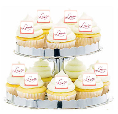 24ct Love Scripted Cupcake  Decoration Toppers - Picks