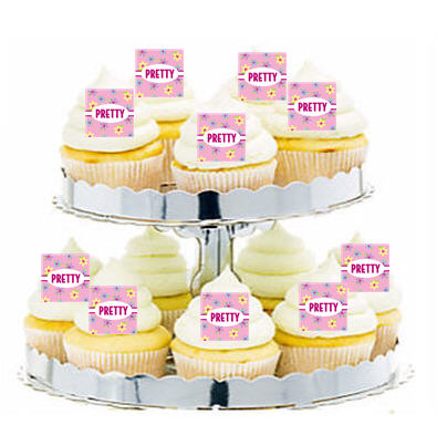 24ct Birthday Baby Shower Pretty Cupcake  Decoration Toppers - Picks