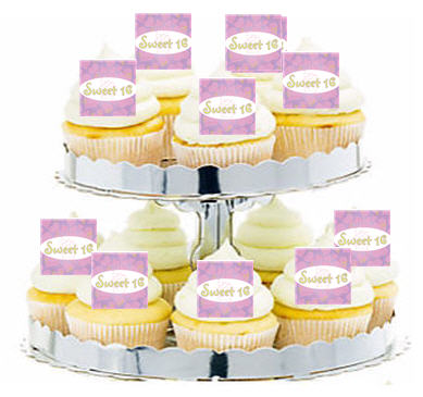 24ct Sweet 16 Oval Cupcake  Decoration Toppers - Picks