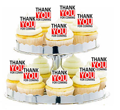 24ct Thank You for Coming Red Cupcake  Decoration Toppers - Picks