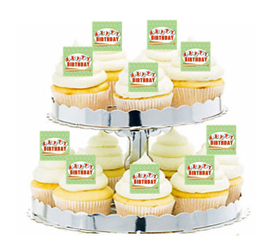 24ct BaseBall Happy Birthday Cupcake  Decoration Toppers - Picks