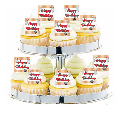 24ct Bowling Happy Birthday Cupcake  Decoration Toppers - Picks