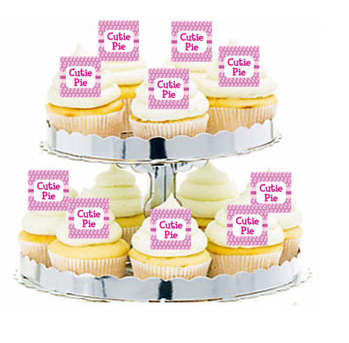 24ct Happy Birthday Happy Baby Cutie Pie Cupcake  Decoration Toppers - Picks