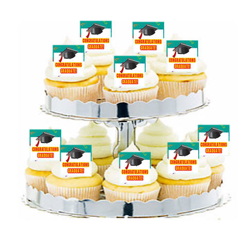 24ct Congratulations Graduate Cupcake  Decoration Toppers - Picks