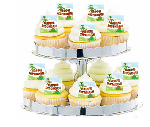 24ct Dinosaur Jungle Days Happy Birthday Cupcake  Decoration Toppers - Picks