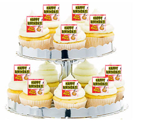 24ct You Rock Happy Birthday Cupcake  Decoration Toppers - Picks