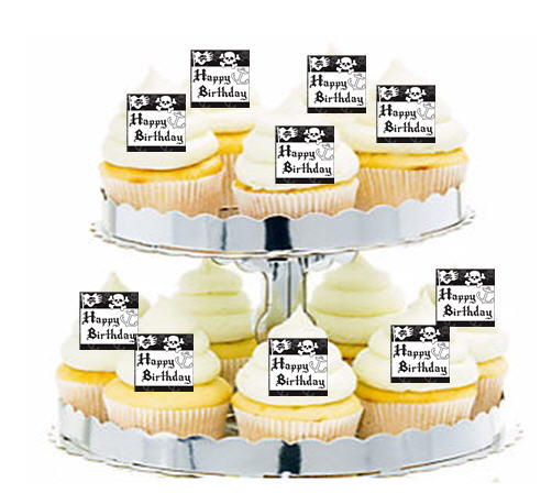24ct Pirates Happy Birthday Cupcake  Decoration Toppers - Picks