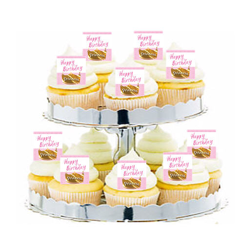 24ct Happy Birthday Princess  Cupcake  Decoration Toppers - Picks