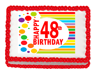 Happy 48th Birthday Edible PEEL N STICK Frosting Photo Image Cake Decoration Topper