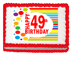 Happy 49th Birthday Edible PEEL N STICK Frosting Photo Image Cake Decoration Topper