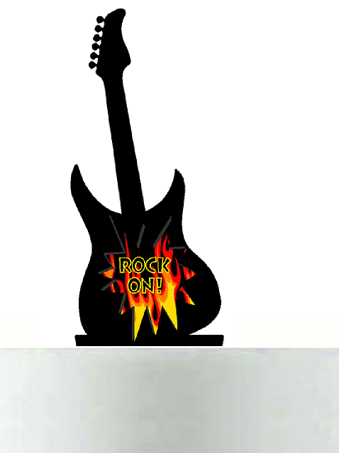 Rock on Guitar Cake Decoraton Topper