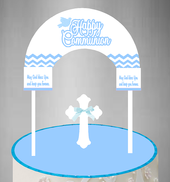 Cake Decoration Banner Decorating Topper Kit (Communion Blue)