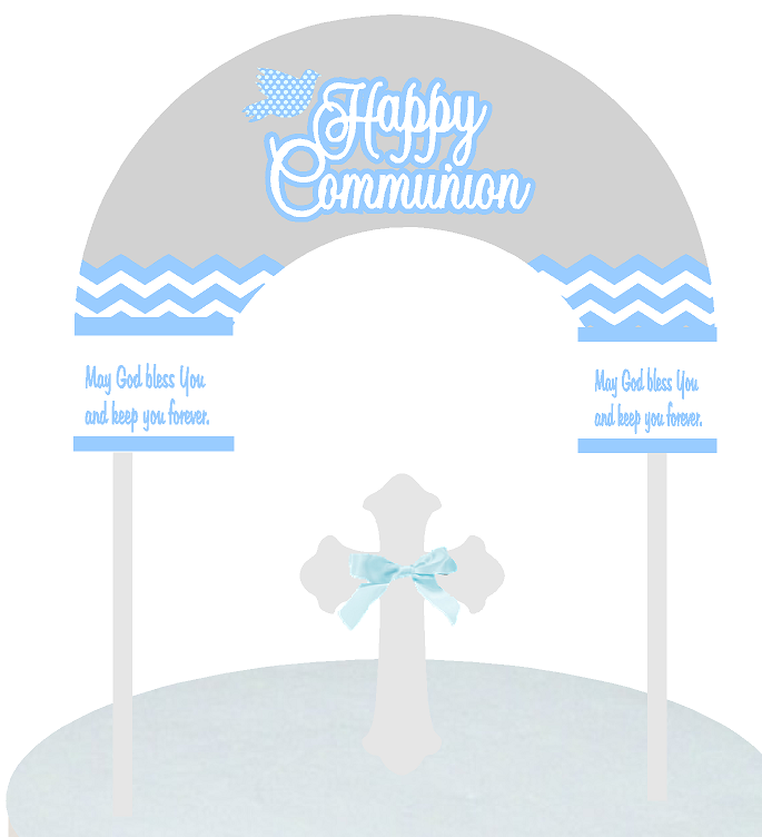 Communion Grey Blue Cake Decoration Banner Topper