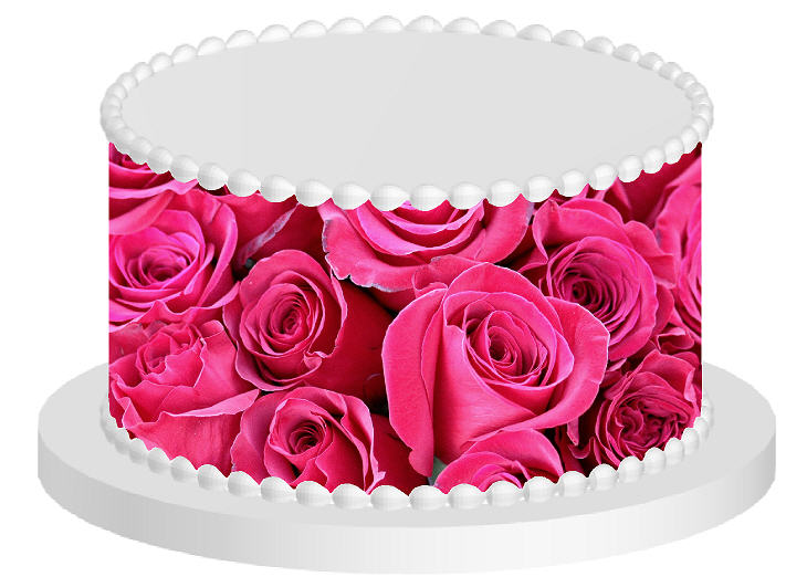 Fuschia Roses Edible Printed Cake Decoration Frosting Sheets