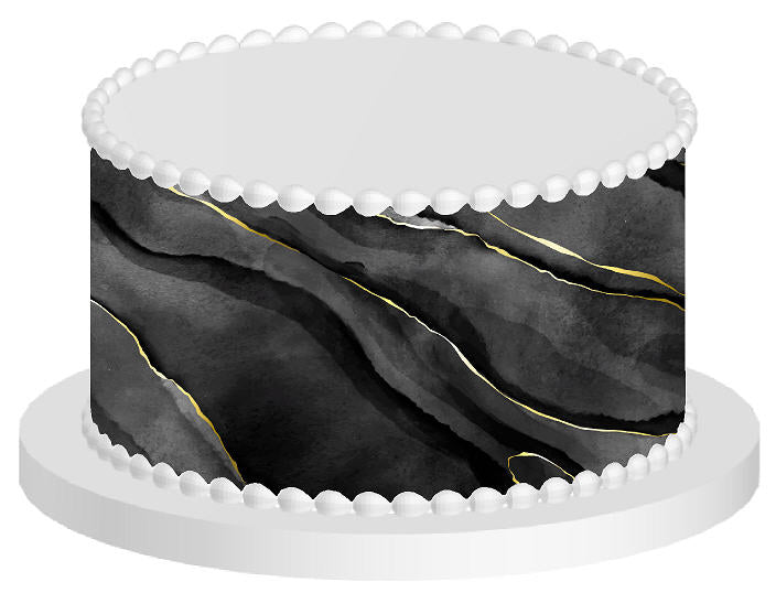 Black and Gold Marble Edible Printed Cake Decoration Frosting Sheets