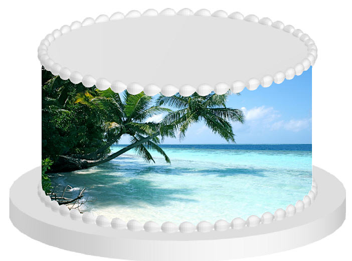Island Beach Edible Printed Cake Decoration Frosting Sheets