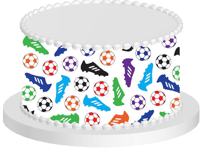 Soccer Colorful Cleats and Balls Edible Printed Cake Decoration Frosting Sheets