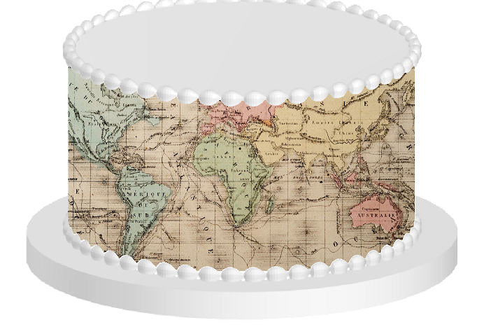 World Map Edible Printed Cake Decoration Frosting Sheets