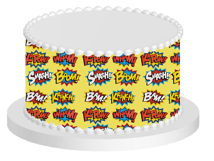 Super Hero Pow Edible Printed Cake Decoration Frosting Sheets