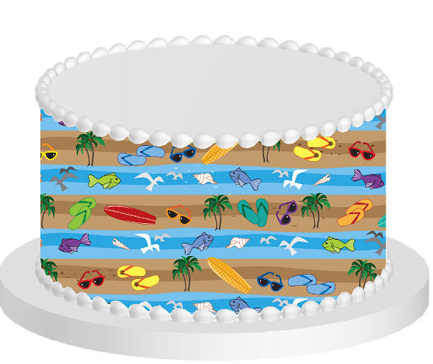 Beach Icons Edible Printed Cake Decoration Frosting Sheets